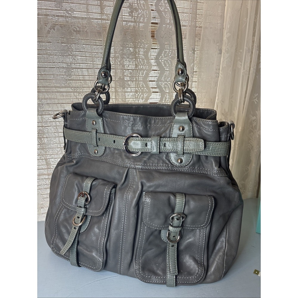 COACH Metallic Gray Leather, Legacy Shoulder Business Tote Bag, Large, 13205 - Picture 1 of 16